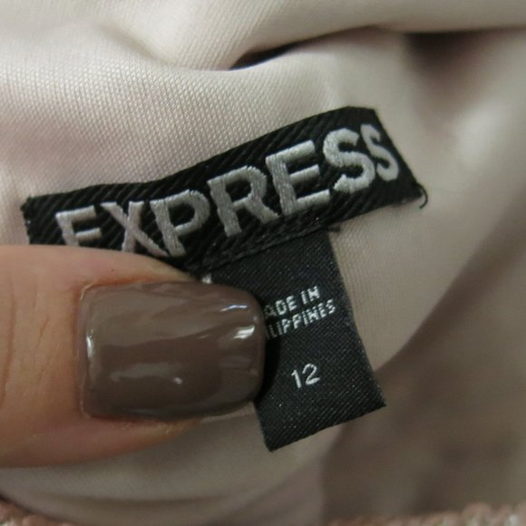 Express Pink Shimmery Rouched Bodycon Party Dress - Picture 11 of 14